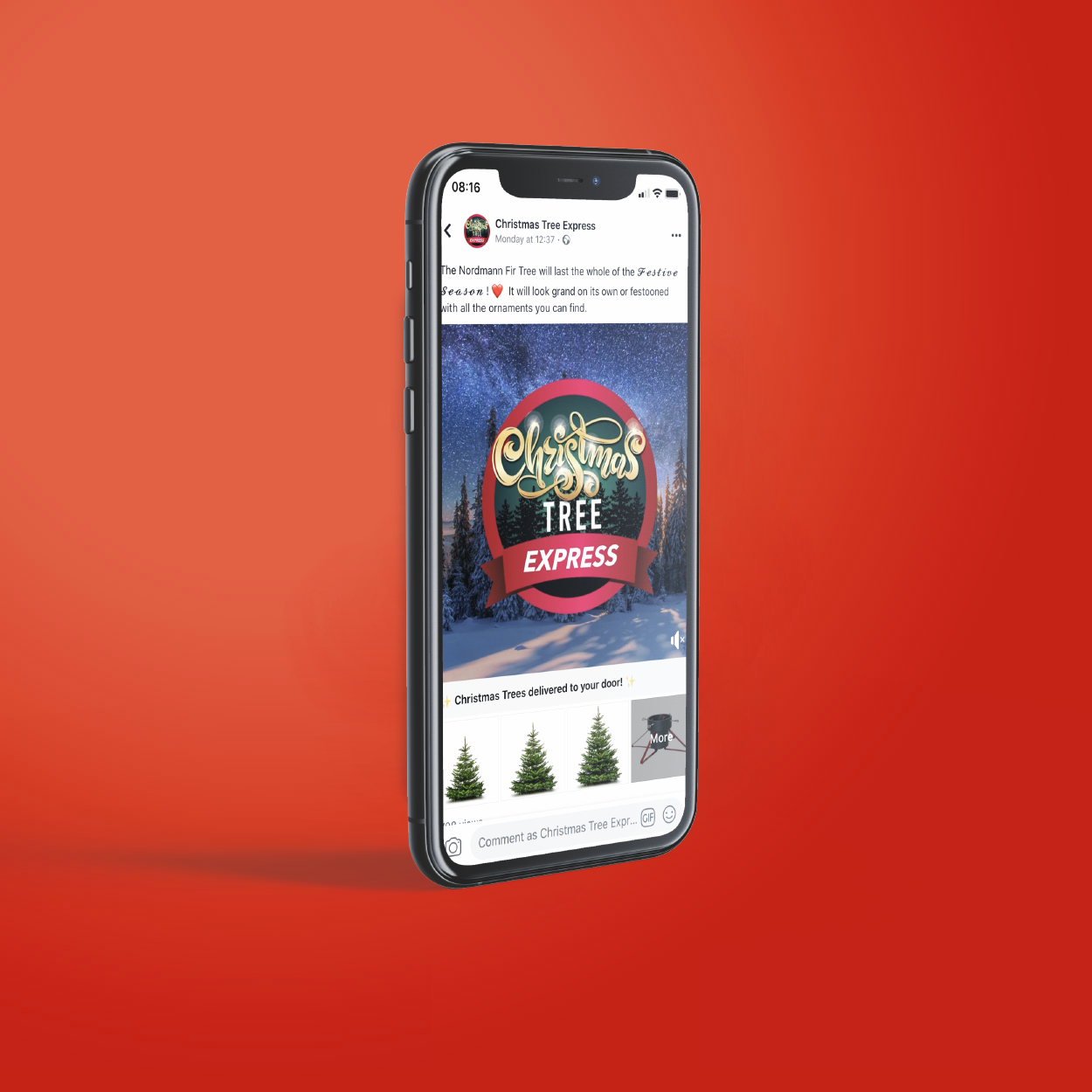 D35IGN Christmas tree express Facebook adverting